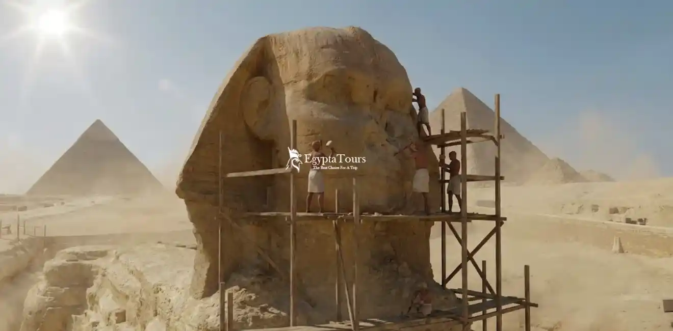 Where is the Sphinx Located 10 How-Was-The-Great-Sphinx-Constructed-Carved-From-Limestone-Rock-EgyptaTours