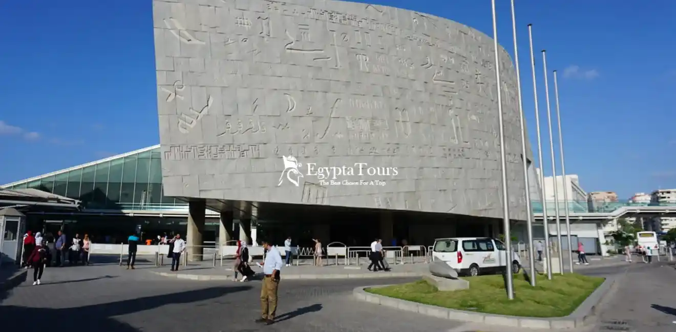 Bibliotheca of Alexandria: Best Library Like No Other 5 Tourists-visiting-Library-of-Alexandria-waterfront-building-EgyptaTours
