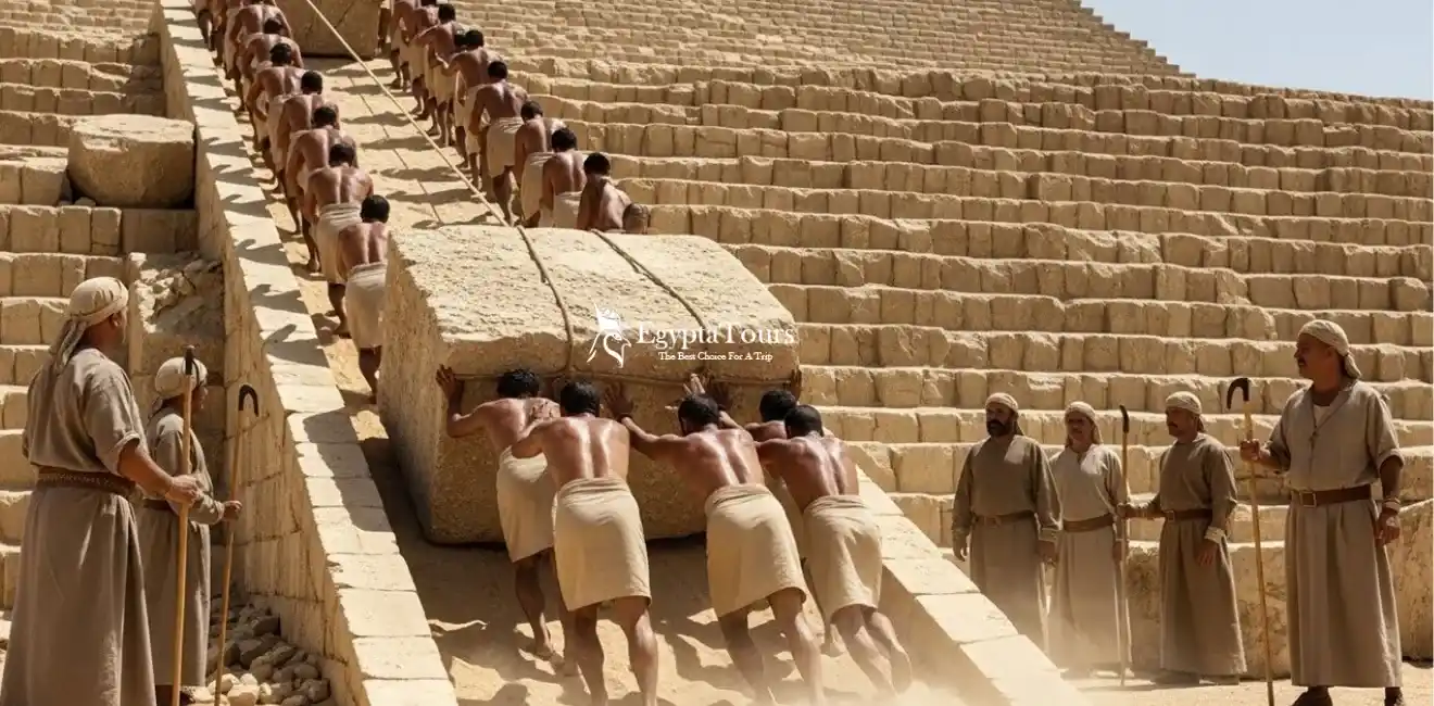 Building-The-Great-Pyramid-Materials-Workers-Methods-EgyptaTours