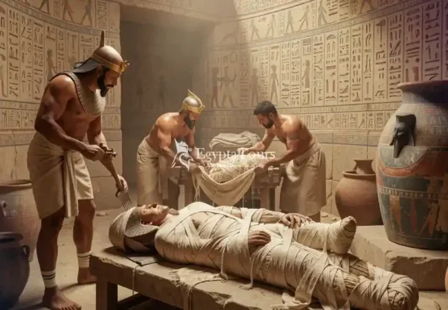 Linen-Wrapping-Process-Of-Pharaoh-Mummification-EgyptaTours-Featured-Image