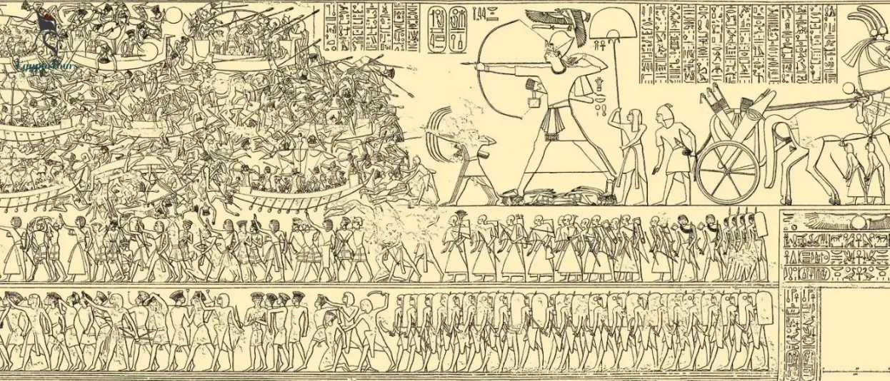 Ramses-III-against-the-Sea-Peoples-EgyptaTours-the Battle-of-Djahy 