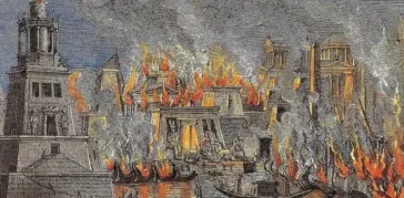 who burned the library of Alexandria