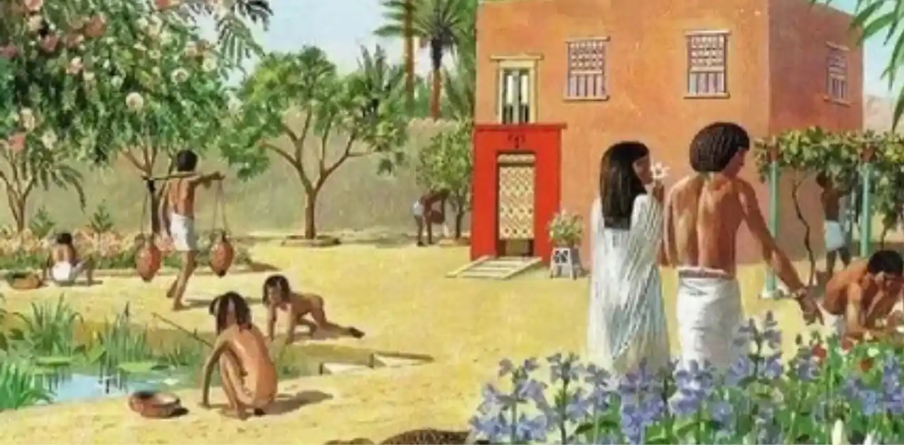 Ancient Egyptian Gardens 9 Ancient-Egyptian-Gardens-With-Ponds-And-Papyrus - EgyptaTours