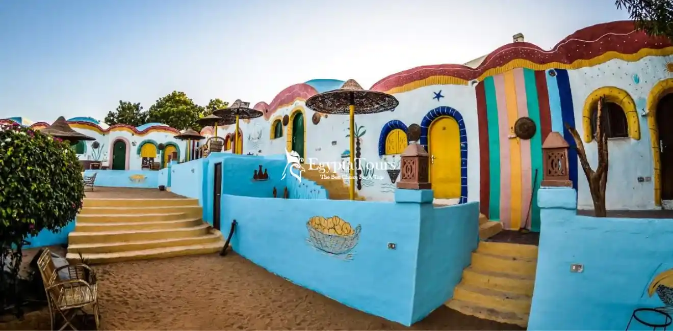 Colorful-Houses-In-Aswan Nubian City-EgyptaTours